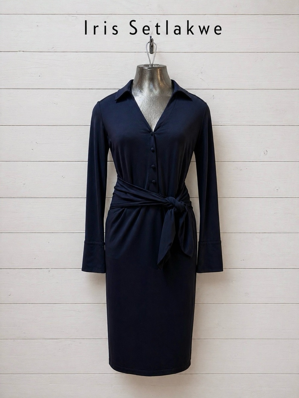 IRIS SETLAKWE Navy Wrap Dress Size M